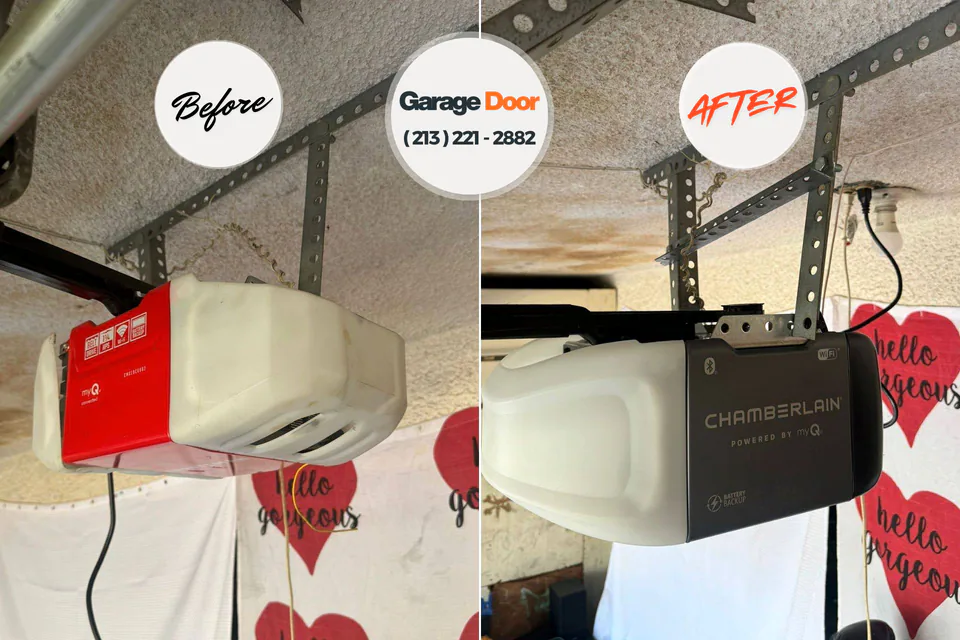 Before and after: garage door repair Rosharon, TX
